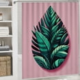 thumbnail image 5 of GOSMITH Banana Leaf Tropical Green Leaves Satin Green/Pink Shower Curtain for Bathroom White, 5 of 6