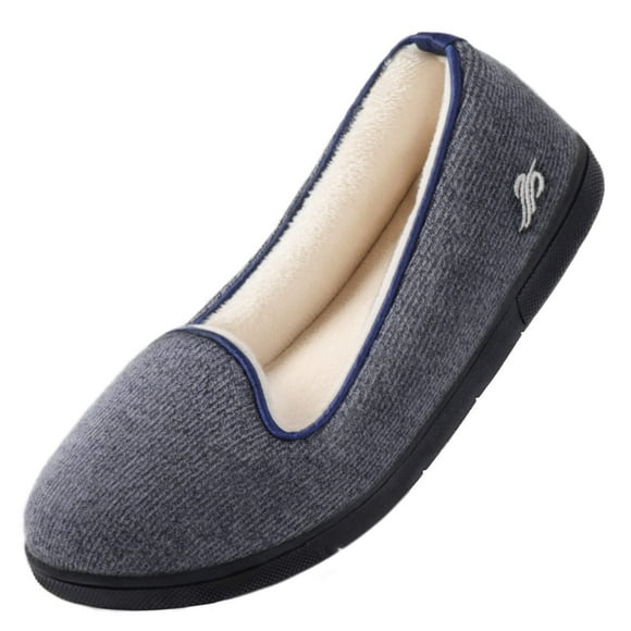 Wishcotton Women's Loafer House Slippers with Cozy Memory foam, Lightweight Closed Back House Shoes Indoor Outdoor (Navy, US Size 10)