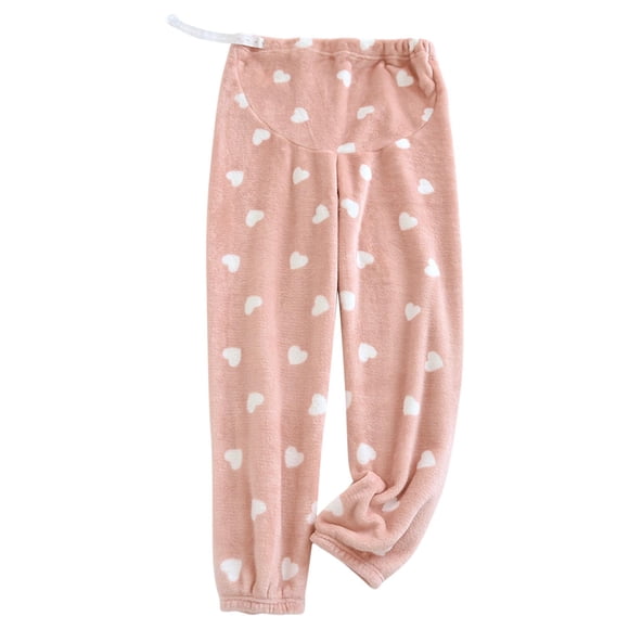 ShomPort Maternity Fuzzy Pajama Pants Cute Soft Lounge Pant Winter Warm Fleece Long Pants Thick Sleepwear Pant