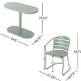 thumbnail image 3 of 3-Piece Outdoor Bistro Set with Oval Table, Green Matte Iron Chairs for Patio and Garden, 3 of 7
