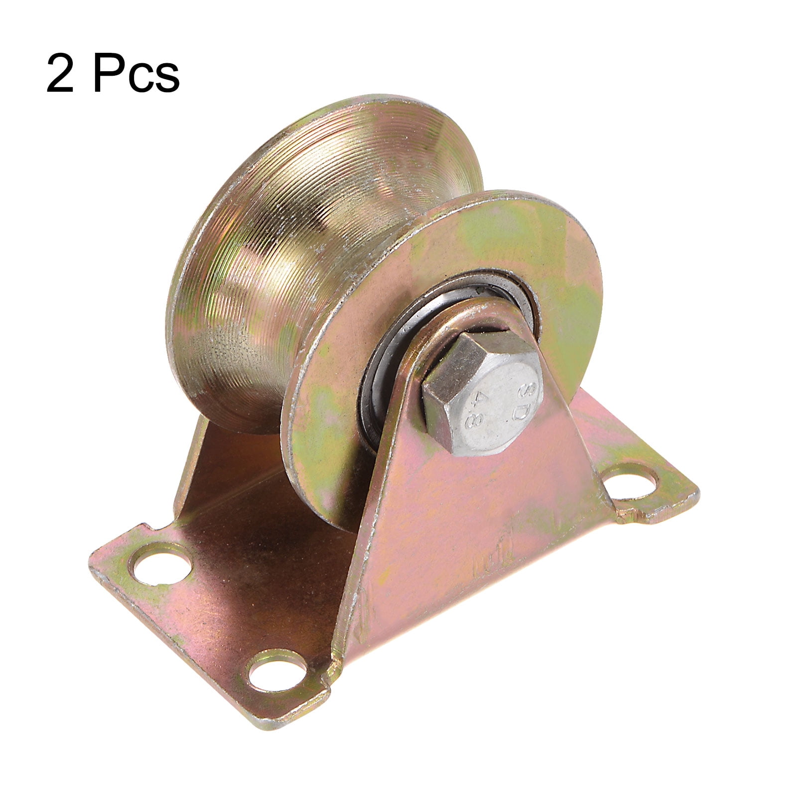 Uxcell 2pcs U Groove Caster 1.85" U-Shaped Sliding Gate Wheel Load Capacity 88lbs Per Wheel for Inverted Track