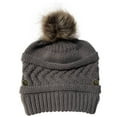 thumbnail image 5 of Dyfzdhu Women Solid Stitching Outdoor Plush Hats Crochet Knit Beanie Cap Button Peaked Gray, 5 of 7