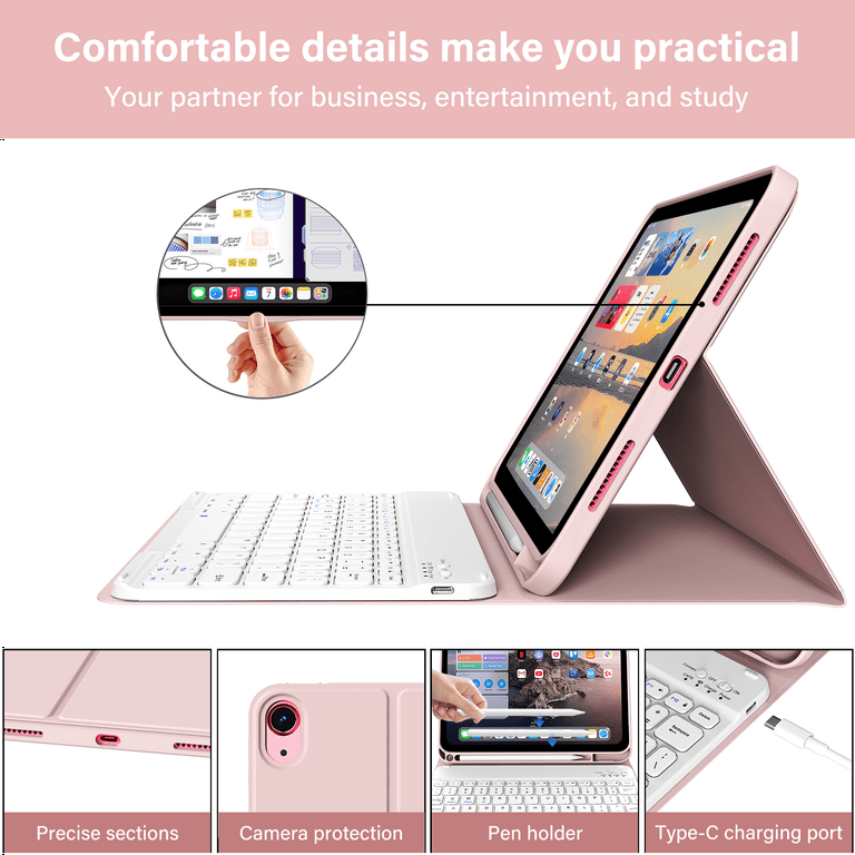 2022 iPad 10th Gen 10.9 inch Case - Detachable Keyboard, Full Body