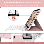 Kenke iPad (A16) 11th Generation 11 inch 2025 Keyboard Case,Case for iPad 10th Generation 10.9 inch 2022 Bluetooth Detachable -with Pencil Holder - Flip Stand Case - Keyboard Case, Pink