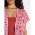 thumbnail image 4 of Time and Tru Women's Openwork Knit Coverup, Size L/XL, Pink Pottery, 4 of 5