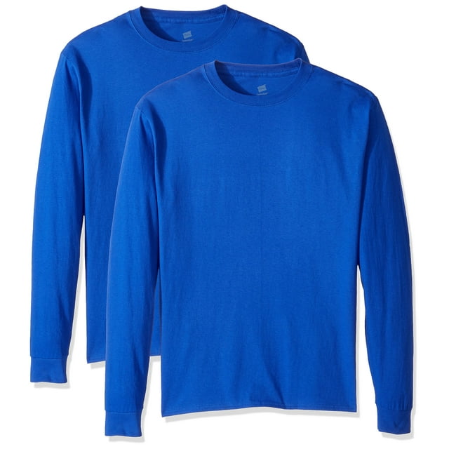 Hanes Men's Essentials Long Sleeve T-shirt Value Pack (2-pack), Deep Royal,2X Large