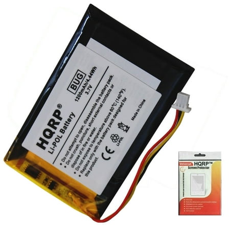 HQRP 1250mAh Battery compatible with Garmin Nuvi 760 / 760T / 765 / 765T GPS Replacement + HQRP Universal Screen