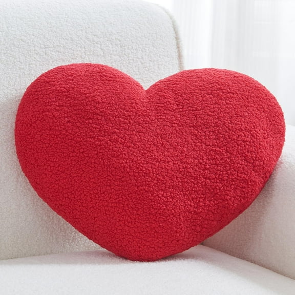 Fuebueo Heart Pillow, Throw Pillow Cute Pillow Home Decor Cushion Decorative Aesthetic Pillow Wool Red