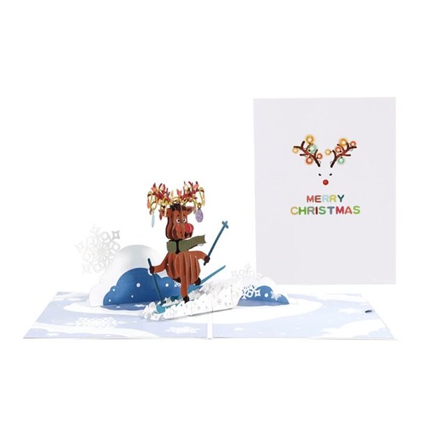 Etiqueta para flor 3D Pop-up tridimensional de felicitación de Navidad, cesta hecha a mano con tarjeta de Año Nuevo, sobre, suministros para fiesta