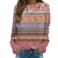 thumbnail image 2 of HLKJKLS Oversized Sweatshirt For Women Star Print Hoodless Long Sleeve Side Split Loose Pullover Sweatshirt Pink S-3Xl, 2 of 5