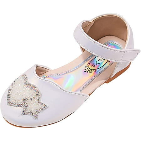 Kids Girls Sandals Soft Sole Rhinestone Sandals Hook Loop Rubber Shoes Ankle Strap for Toddler/Little Kid/Big Kid
