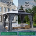 thumbnail image 4 of Clouddwell 10'x12' Hardtop Gazebo - Polycarbonate Double Roof with Netting & Curtains for Patio, Garden Sun Protection,Gray, 4 of 6