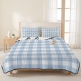 thumbnail image 3 of Queen Quilt Set 90''x96'', Light Blue Plaid Lightweight Summer Bedspread Coverlet Set with 2 Pillow Shams, Modern Minimalist Country Breathable All Season Quilt Bedding for Bedroom/Guest Room, 3 of 9