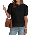 thumbnail image 4 of Top de verano negro con manga abullonada para mujer WIHOLL, talla XL, 4 of 5
