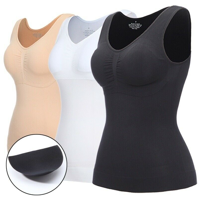 White M Slimming Seamless Body Shaper Compression Vest Women's Tummy Control Shapewear Tank Tops