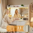 thumbnail image 3 of TOMNK Vanity Desk with Mirror, LED Lights and Power Outlet Makeup Vanity Table with 4 Drawers and 7 Storage Shelves Dressing Table for Bedroom Dressing Room (White), 3 of 5