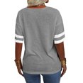 thumbnail image 4 of Langwyqu Plus Size Women V-Neck Short Sleeve Striped T Shirt, 4 of 5