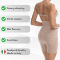 thumbnail image 3 of Farmacell Women's High-Waisted Mid-Thigh Shorts, with Flat Tummy and Push-up Effect, Made in Italy, Nude, S, Cod. 602, 3 of 10