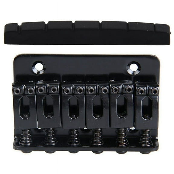 2 Pcs Guitar Accessories: 1 Pcs Saddle Hardtail Bridge (Black) & 1 Pcs Upper Nut Flat Bottom PT-5042-00 42 X 3 X 5.5mm
