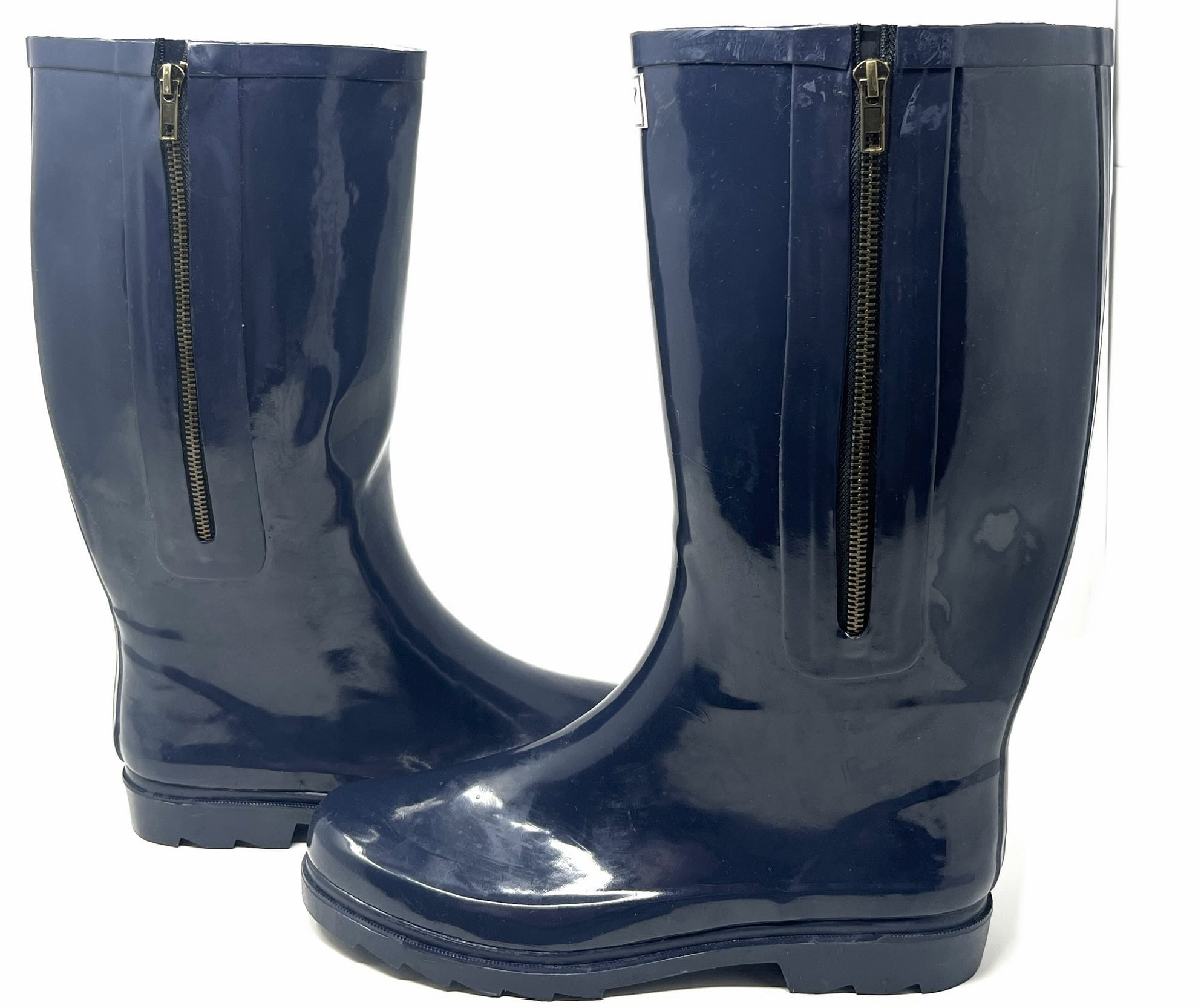 Forever Young  Solid Rubber Rain Boots with Side Zipper (Women's)