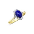 thumbnail image 4 of RYLOS Rings for Women Gold Plated Silver Ring with 7X5MM Oval Gemstone &  Sparkling Diamonds September Lapis Lazuli Jewelry Size 5, 4 of 8