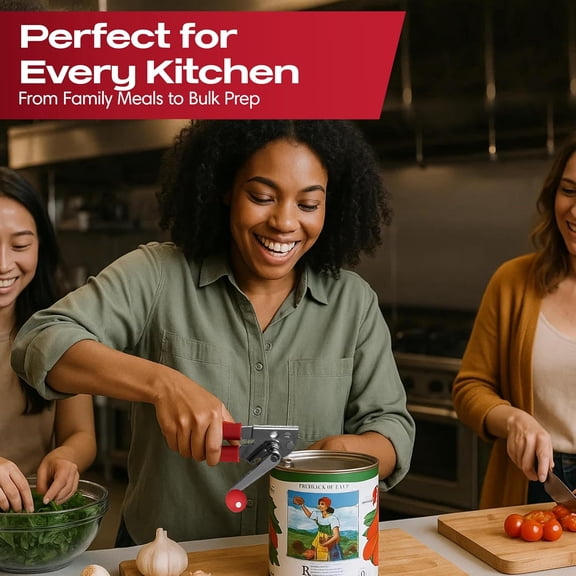 Commercial Can Opener Heavy Duty - Manual Hand Crank for Large Cans with Anti-Slip Grip - Stainless Steel Restaurant Can Opener Manual for Seniors, Kitchen, Bars & Food Trucks - 90056