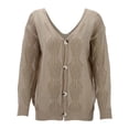 thumbnail image 5 of Ediodpoh Reversible Knit Cardigan for Women Long Sleeve Open Front Sweater with Backless Design Outwear for Fall Winter Khaki XXXL, 5 of 6