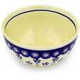 thumbnail image 1 of Polish Pottery 5½-inch Bowl (Bright Peacock Daisy Theme) Hand Painted in Boleslawiec, Poland + Certificate of Authenticity, 1 of 6