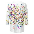 thumbnail image 4 of Cadancy Mardi Gras Shirts for Women 3/4 Sleeve Holiday Funny Graphic Round Neck Loose Tops Pullover Rave Party Carnival Blouse Trendy Casual Shirt, 4 of 6