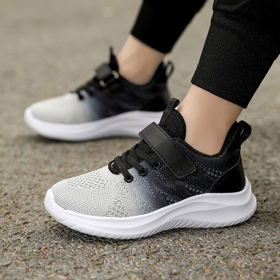 Djtdsds Kids Gradient Knit Athletic Sneakers Hook and Loop Running Shoes Size:6.5