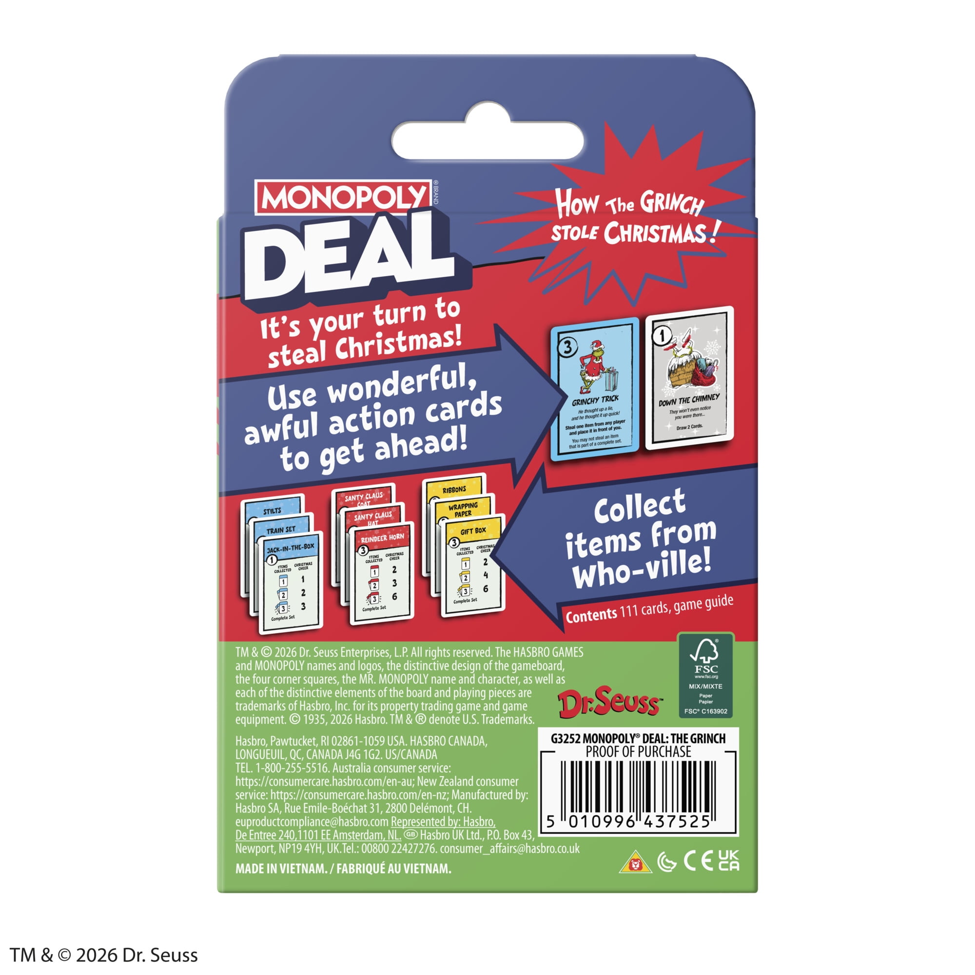 Monopoly Deal: How the Grinch Stole Christmas Edition Card Game for Ages 8 and Up