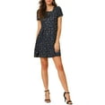 thumbnail image 3 of MODA NOVA Juniors Printed Square Neck Short Sleeve A-Line Prom Dress, 3 of 7