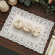 Efavormart 100 Pack Rectangle White Paper Doilies, Food Grade Lace Paper Placemats - 14L X 10W
