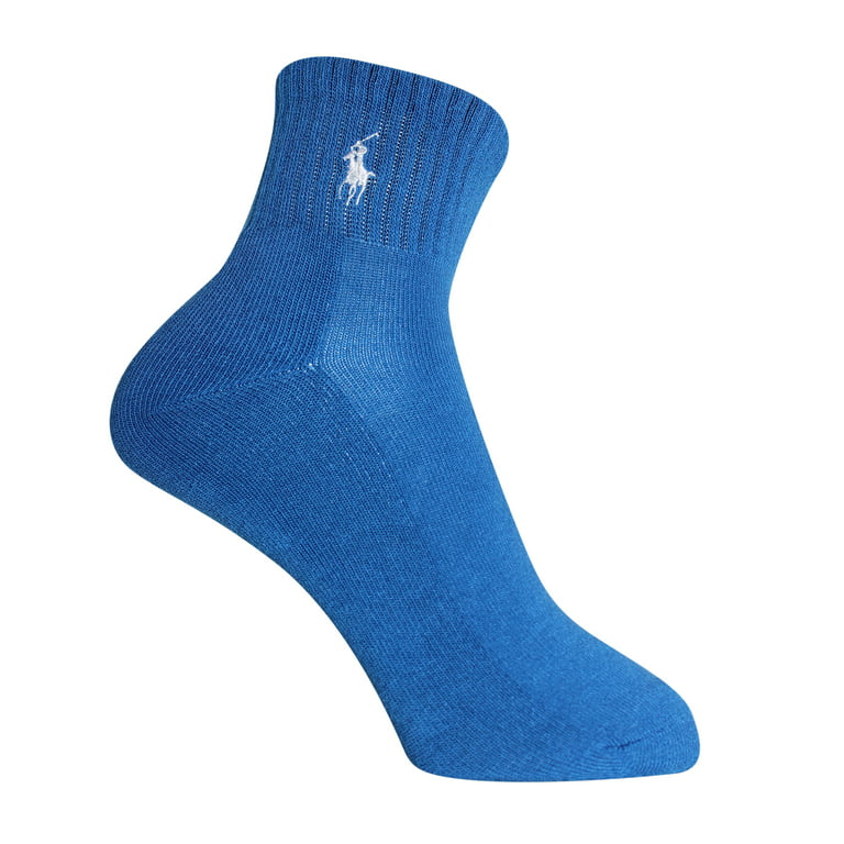 Polo Ralph Lauren Womens 3-Pack Blue Ombre Athletic Quarter Socks