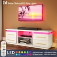 thumbnail image 2 of BELLEZE 66" TV Stand for TVs Up to 75", Entertainment Center with Music Sync LED Lights, Media Console Table Storage Cabinet with Open Shelves & Drawers for Living room, Bedroom - Hawthorn (White), 2 of 7
