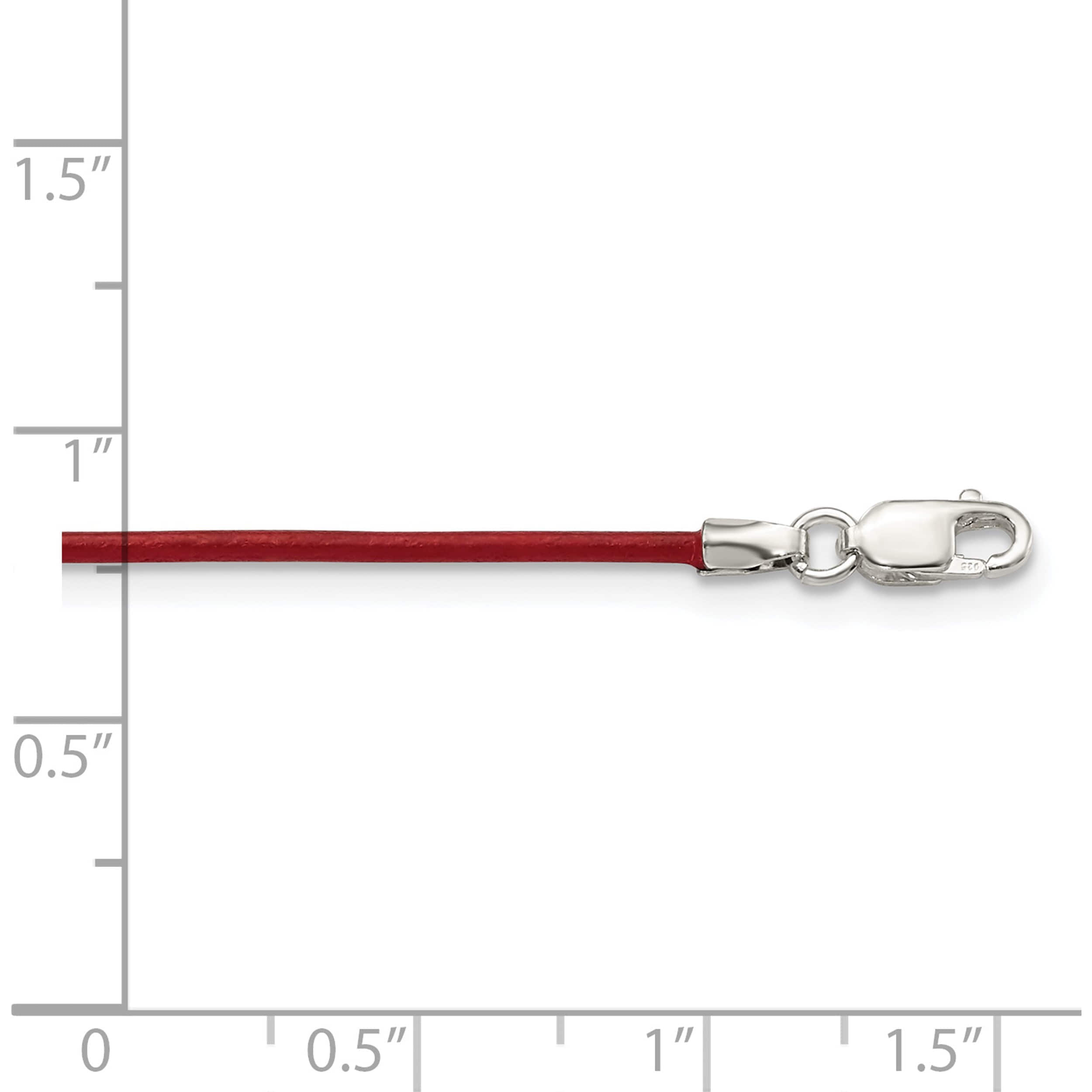Sterling Silver 16Inch 1.5mm Poppy Leather Cord Necklace (16 X 1.5) Made In United States qg1300-16