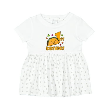 Inktastic 1st Birthday with Taco and Confetti Girls Baby Dress