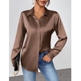 thumbnail image 5 of Zeagoo Satin Blouse for Women Long Sleeve Silk Button Down Shirt Casual Business Dressy Top Spring Fashion Silk Blouse, 5 of 7