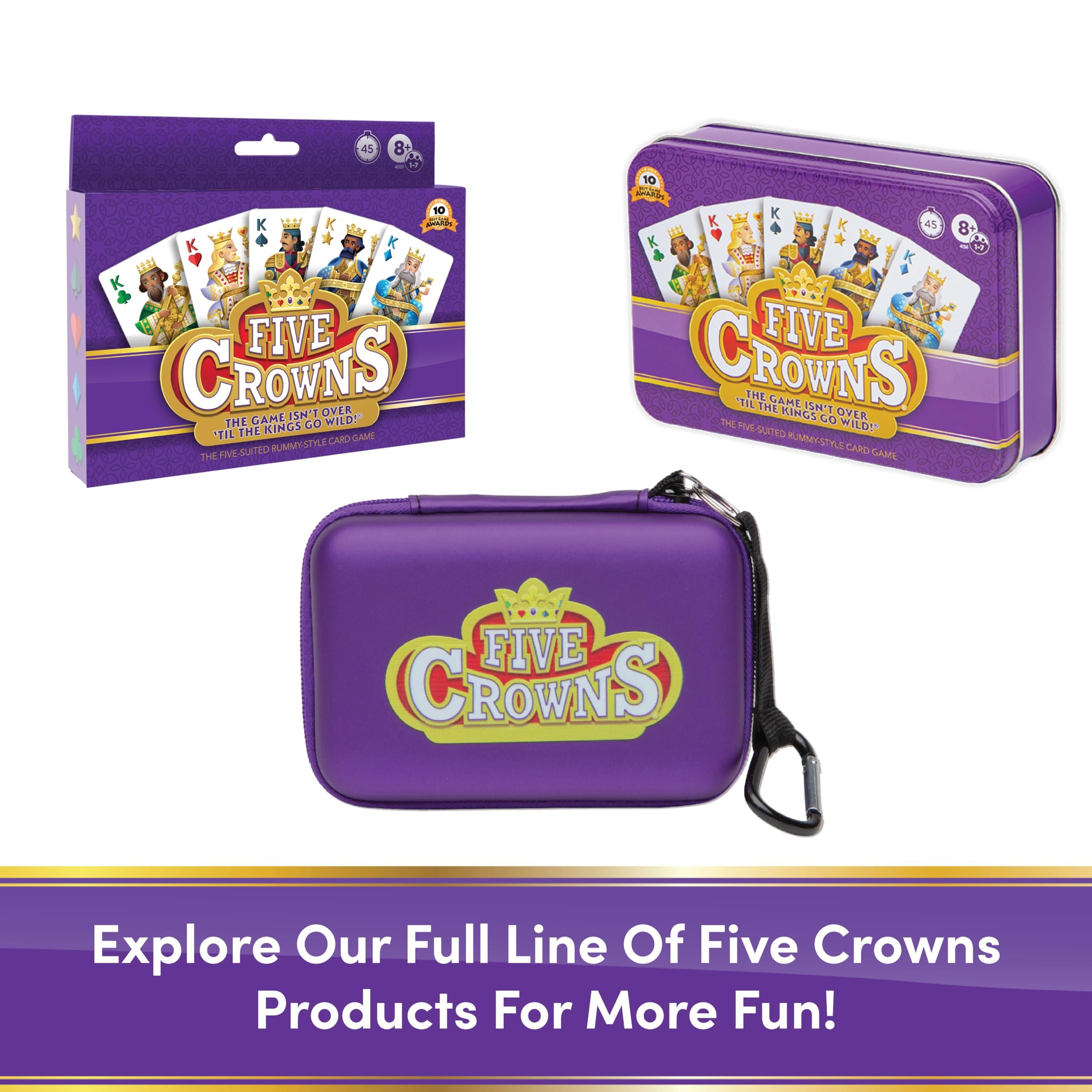 Five Crowns Travel Case Bundle, Cards, Scorecard Included Card Game for Kids and Adults, Family Game Night, The Game isnt Over Until the Kings Go Wild!, 5 Suited Rummy Style Card Game, Ages 8+