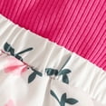 thumbnail image 4 of Huowey Girls Overalls Outfits Long Sleeve Ruffles Bodysuit,Skirt,Socks,Headband 5 PC Set Bow Flower Graphic Birthday Party Photo Fall Winter Cozy Outfit,Hot Pink,9-12 Months, 4 of 5