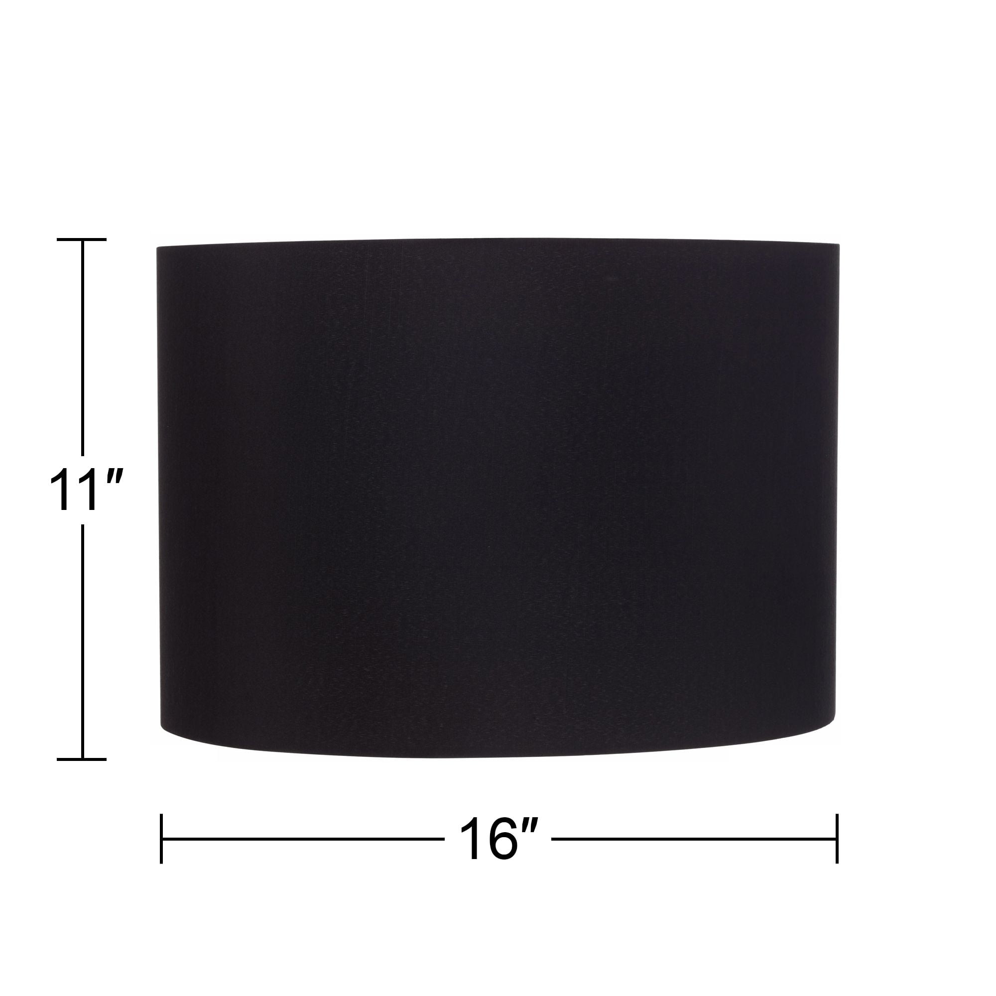 Springcrest Set of 2 Hardback Drum Lamp Shades Black Medium 16" Top x 16" Bottom x 11" High Spider Replacement Harp Finial Fitting