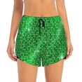 thumbnail image 2 of Uemuo Shiny round green sequins Pattern Women's Athletic Shorts High Waisted Running Shorts with Liner Pockets Gym Elastic Workout Shorts-XX-Large, 2 of 7