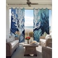thumbnail image 6 of Summer Coastal Blackout Curtains for Bedroom Living Room Darkening Curtains 54 Inch Long Ocean Oil Painting Coral Short Curtain for Small Window Treatment Thermal Insulated Grommet Drapes 52"x54"x2, 6 of 9