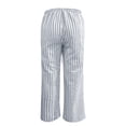 thumbnail image 5 of VEKDONE Striped Straight Trousers for Women High Waisted Drawstring Wide Leg Long Pants Elastic Waist Loose Fit Palazzo Pants with Pockets Light Blue M, 5 of 5