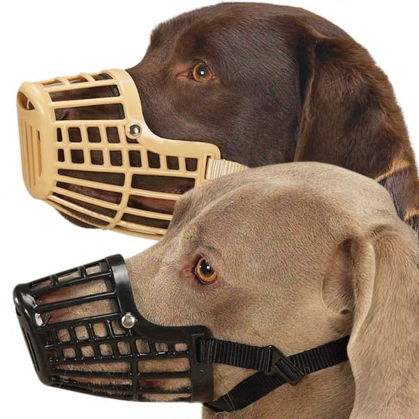 New Adjustable Plastic Leather Basket Cage Pet Dog Muzzle Black Beige 7 Sizes 
