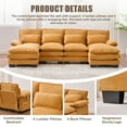 thumbnail image 3 of MOONMISS Chenille Upholstered U-Shaped Modular Wood Frame Sleeper Sectional Sofa with Double Chaise-Yellow, 3 of 8