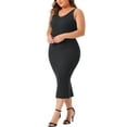thumbnail image 2 of DARING DIVA Plus Size Sweater V Neck Ribbed Knit Bodycon Dress 2X Black, 2 of 6