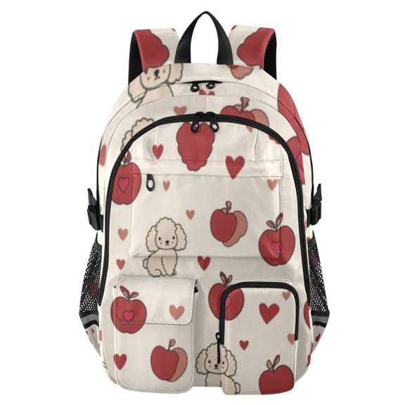 DIXRUYEE Poodle Sweet Backpack for School 14”Laptop Compatible with Reflective Safety Strips