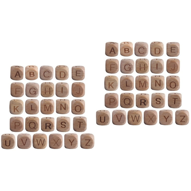 Nuolux Beads Alphabet Letter Square Small Beads Wooden Block Cube Bracelets Initial Tiny DIY