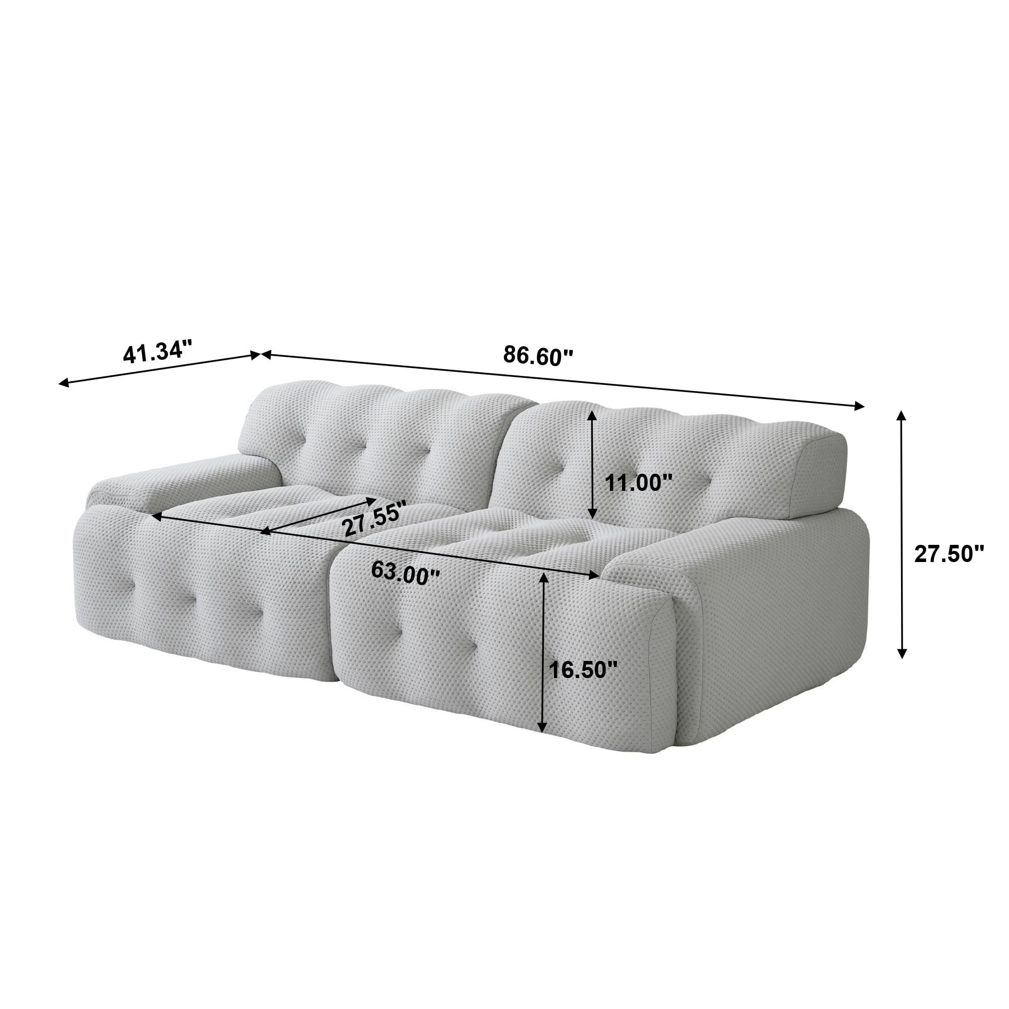 Sdorens 86.6 inch Oversized Loveseat Sofa,3D Mesh Fabric Comfy Sectional Cloud Sofa Couches,Curved Couch for Living Room, Office, Apartment,No Assembly Required (Light Gray)